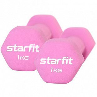Гантель неопреновая Starfit Core DB-201 1 кг 2 шт pink pastel