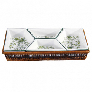 Менажница Bekker в плетеной карзине BK-7008 green