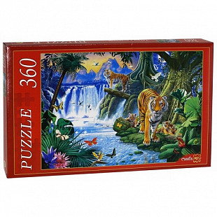 Пазлы Рыжий Кот Тигры у водопада МГ360-4002
