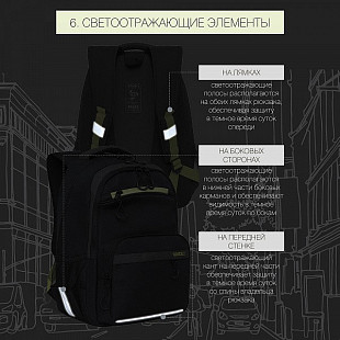Рюкзак школьный GRIZZLY RB-154-3 /2 black/light green