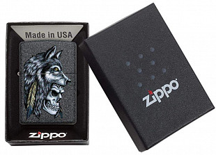 Зажигалка Zippo Wolf Skull Iron Stone 29863