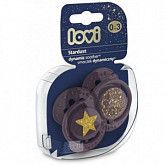 Пустышка силиконовая LOVI  Stardust симметричной формы, динамическая, 0-3 мес., 2 шт. (22/892_violet)