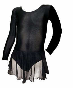 Купальник для хореографии Combosport с юбкой-сеткой длинный рукав GO-030 black