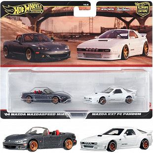 Набор машинок Hot Wheels Mazda RX7 FC Pandem & '04 Mazda Mazdasspeed Miata (HBL96 HRR75)