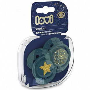 Пустышка силиконовая LOVI  Stardust симметричной формы, динамическая, 0-3 мес., 2 шт. (22/892_green)