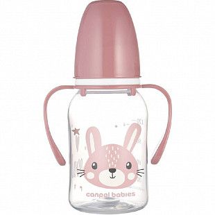 Бутылочка для кормления Canpol babies CUTE ANIMALS с ручками и узким горлышком 120 мл., 3 мес.+ (11/823) pink new