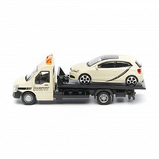 Масштабная модель автомобиля Bburago Street Fire Эвакуатор и Volksvagen Polo GTI 1:43 (18-31400) Black/Beige
