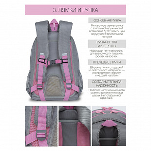 Рюкзак школьный GRIZZLY RG-162-3 /1 grey