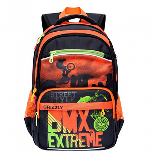 Школьный рюкзак GRIZZLY RB-964-3 black/orange