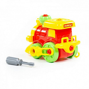 Конструктор-транспорт Полесье Паровозик 25шт 77134 Red