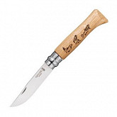 Нож Opinel №8 дубовая рукоять гравировка форель 1625
