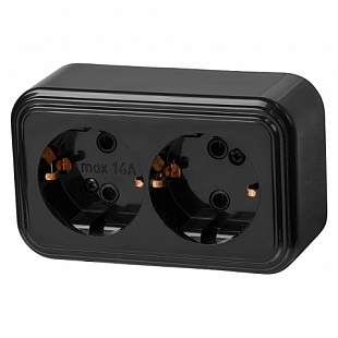 Розетка 2-ая Юпитер Стандарт RA16-238-Ч black JP7412-05