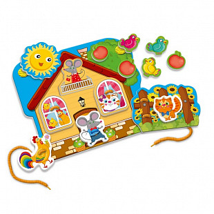 Игра-шнуровка с липучками Vladi Toys Домик друзей VT5303-01