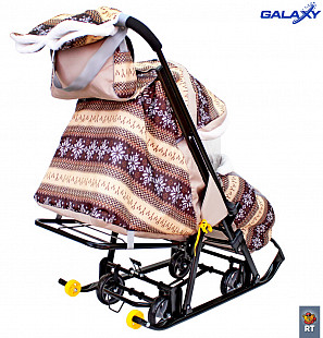 Санки-коляска Snow Galaxy Luxe Скандинавия brown