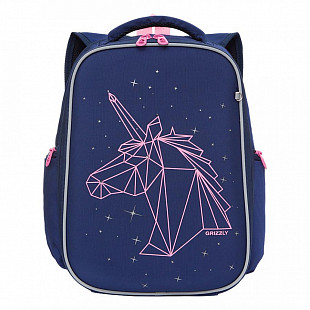 Рюкзак школьный GRIZZLY RG-165-1 /3 blue/fuchsia