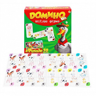 Развивающая игрушка Рыжий Кот Веселая ферма Домино + пазлы ИН-6753