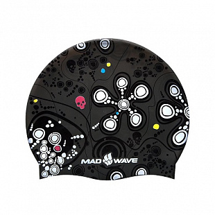 Шапочка для бассейна (плавания) взрослая Mad Wave Silicone Printed Melancholic black