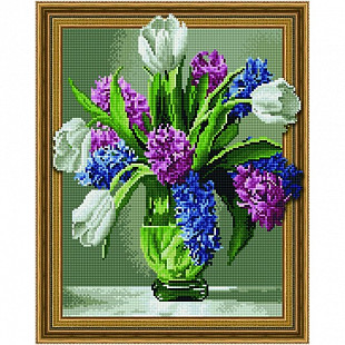 Алмазная вышивка 5D Picasso Тюльпаны и гиацинты 5PD4050013