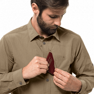 Рубашка мужская Jack Wolfskin Lakeside Roll-Up Shirt M sand dune