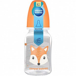 Бутылочка для кормления Canpol babies HAPPY ANIMALS с узким горлышком 120 мл., 0+ мес. (11/851) orange new
