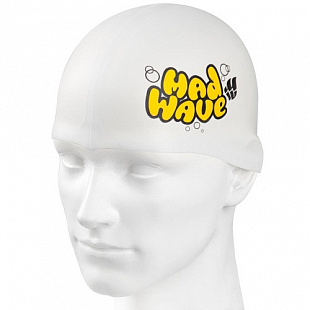 Шапочка для бассейна (плавания) детская Mad Wave Junior Solid white