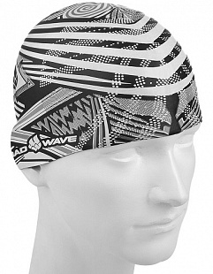 Шапочка для бассейна (плавания) взрослая Mad Wave Silicone Printed Stripes white