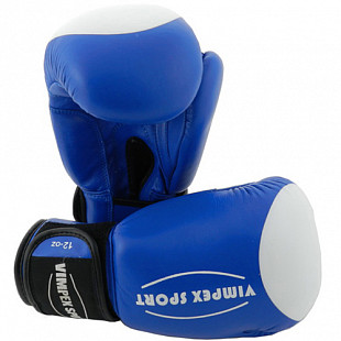 Перчатки боксерские Vimpex Sport синий-белый (1001)