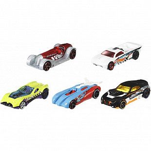 Набор машинок Hot Wheels 5 машинок (DJG23) white/black/light blue/lsilver/yellow