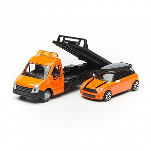 Модель автомобиля Bburago Street Fire Эвакуатор и Альфа Ромео Мито 18-31400 black/orange