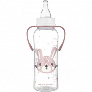Бутылочка для кормления Canpol babies CUTE ANIMALS с ручками и узким горлышком 250 мл., 12 мес.+ (11/845) pink new