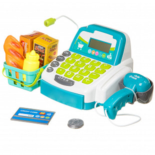 Игровой набор Bondibon "Играем в магазин" с кассовым аппаратом и аксессуарами в корзинке