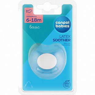 Пустышка Canpol babies ортодонтическая латексная 6-18 мес Basic 22/426_new blue