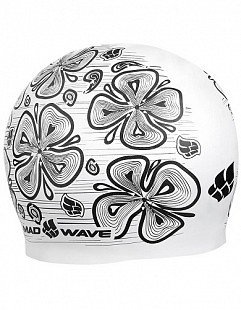 Шапочка для бассейна (плавания) взрослая Mad Wave Reverse Flora green/white
