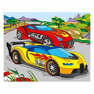 Холст с красками Рыжий Кот Быстрые гонки 20х25 см Х-0386