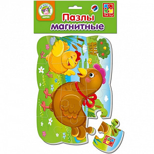Пазлы на магните А5 Vladi Toys Курочка и цыплёнок VT3205-61