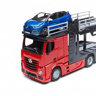 Автовоз Bburago Mercedes Benz Actros + машинка Bburago Ford Renault Captur (18-31456/18-31457) red