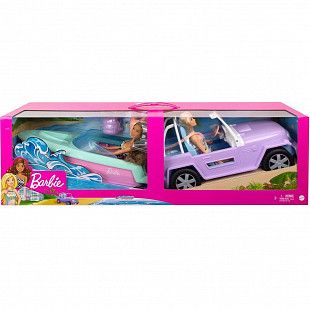 Игровой набор Barbie Малибу и Бруклин с машиной и лодкой (GXD66)
