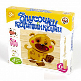 Брусочки деревянные с картинками Десятое Королевство Домашние животные 6 шт 01970