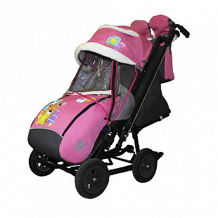 Санки-коляска Snow Galaxy City-2-1 Мишка со звездой Надувные колёса pink