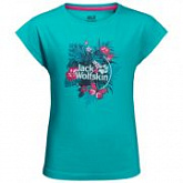 Футболка детская Jack Wolfskin Tropical T Girls aquamarine