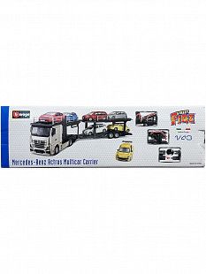 Автовоз Bburago Mercedes Benz Actros + машинка Bburago Ford Renault Captur (18-31456/18-31457) red