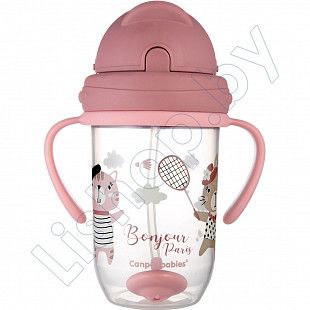 Поильник непроливающий Canpol babies Bonjur Paris с трубочкой и утяжелителем 270 мл 6+ (56/607_red)