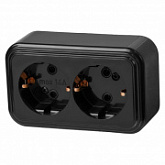 Розетка 2-ая Юпитер Стандарт RA16-238-Ч black JP7412-05