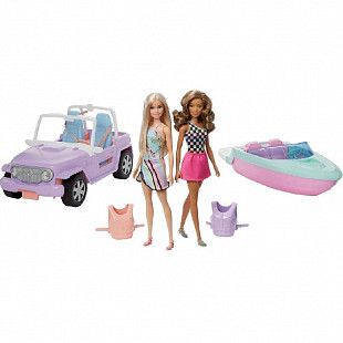 Игровой набор Barbie Малибу и Бруклин с машиной и лодкой (GXD66)