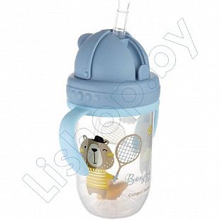 Поильник непроливающий Canpol babies Bonjur Paris с трубочкой и утяжелителем 270 мл., 6 мес. + (56/607_blu)