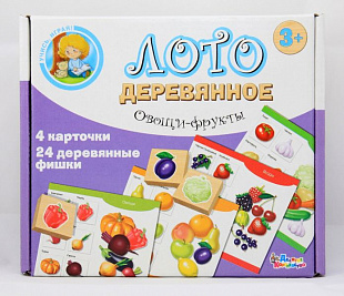 Лото Десятое Королевство деревянное «Овощи и фрукты» 001996