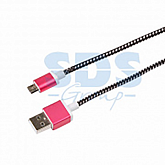 USB кабель Rexant microUSB, шнур в тканевой оплетке, black (усиленный) 18-4240