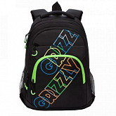Рюкзак школьный GRIZZLY RU-136-2 /1 black/light green