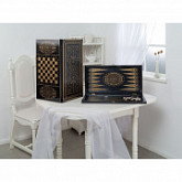 Игра 2 в 1 нарды,шашки Орнамент 60х30х4 см black/gold 083-12