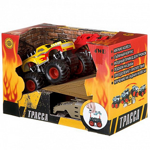 Инерционная машина YAKO с катапультой с трамплином и "огненным" кольцом В84875 yellow